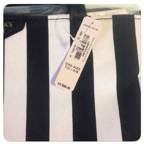 Victoria’s Secret Black and Pink Striped XL Tote Bag - Picture 6 of 8